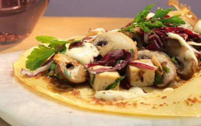 Rezept der Woche: Crespelles mit Radicchio, Tofu und Champignons in Senfsauce