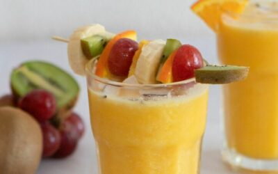 Rezept der Woche: Orangen-Soja-Drink mit Fruchtspießen