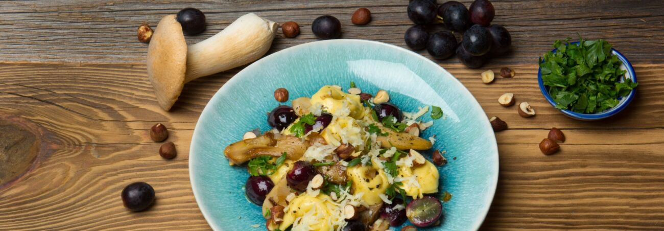 Rezept der Woche: Tortellini mit Kräuterseitlingen und Trauben