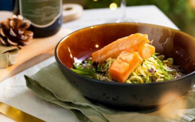 Rezept der Woche: Lachs auf Gemüsepasta mit Dashisud