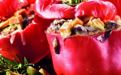 Rezept der Woche: Paprika mit Auberginenmus und Tofu gefüllt